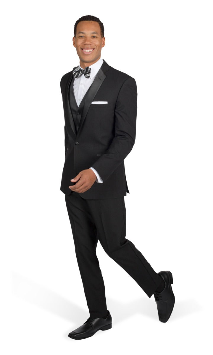 Slim Black Notch Lapel Tuxedo