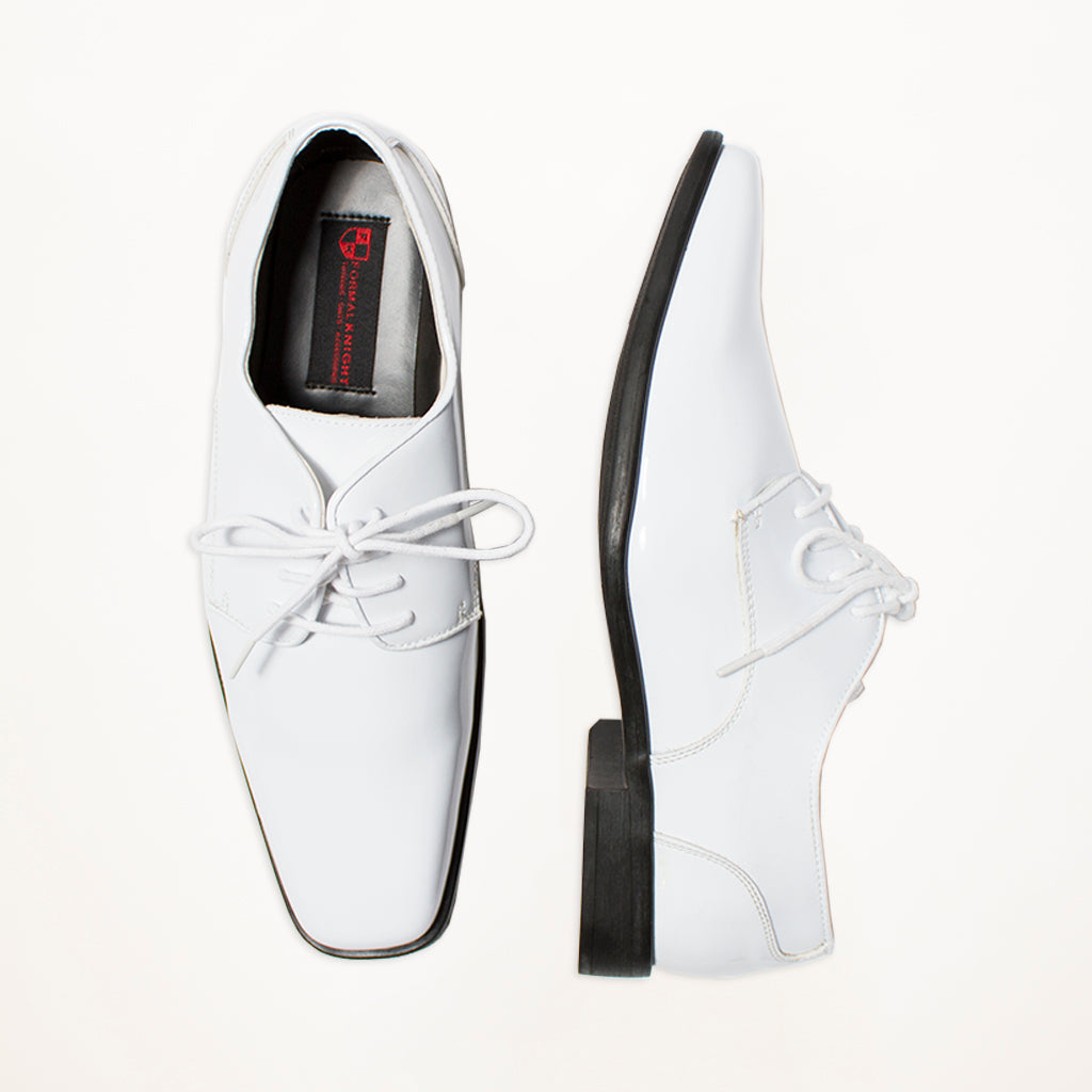 White Shiny Tuxedo Shoes